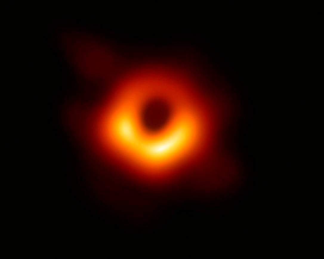 This image provided Wednesday, April 10, 2019, by Event Horizon Telescope, shows a black hole. 