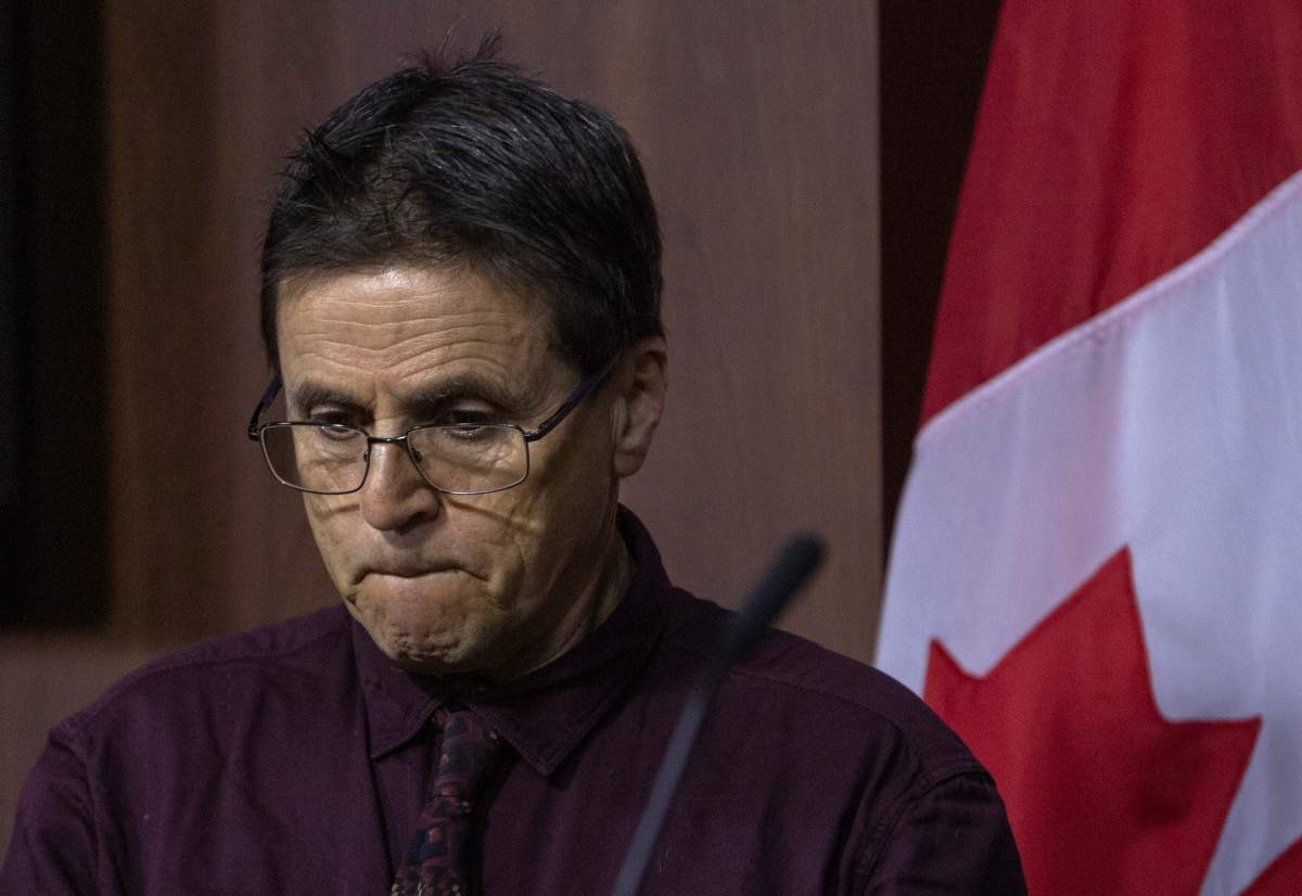 Hassan Diab holds a news conference on Parliament Hill, in Ottawa Friday, February 7 , 2020.