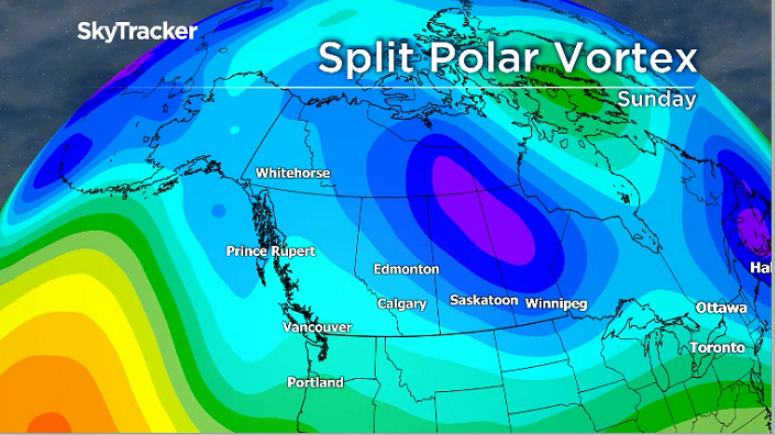 A transition to more seasonal values for BC this weekend, while the Prairies get very cold.