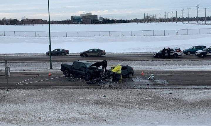 A 24-year-old woman is dead after she was involved in a head-on collision with another vehicle on Circle Drive in Saskatoon on Friday. 