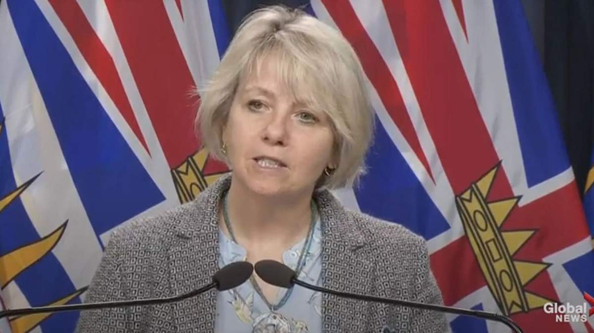 Provincial health officer Dr. Bonnie Henry looks on during a media briefing on Thursday, Jan. 14, 2021.