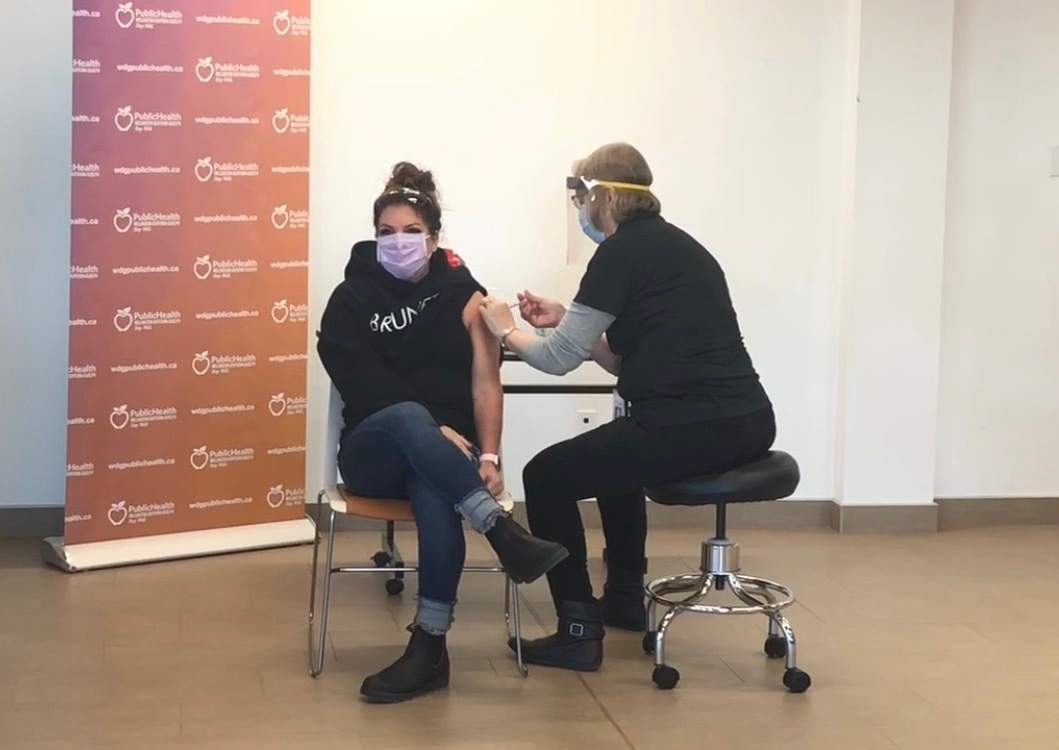 Long-term care worker Sarah Ricci was the first in Wellington-Dufferin-Guelph Public Health's jurisdiction to receive a COVID-19 vaccine. 