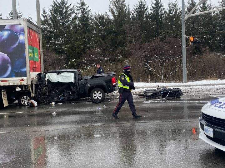 The scene of the crash in Brampton on Sunday.