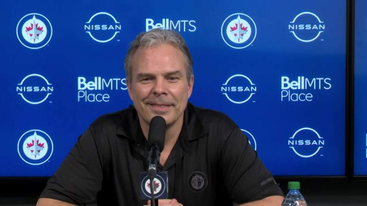 Winnipeg Jets GM Kevin Cheveldayoff speaks to reporters via zoom call. 