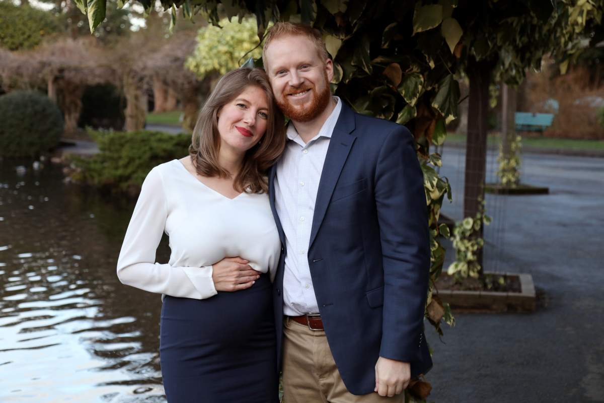 Victoria MP Laurel Collins and her partner James McNish are expecting a baby in April. 