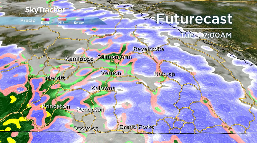 Rain returns to the Okanagan Tuesday morning.