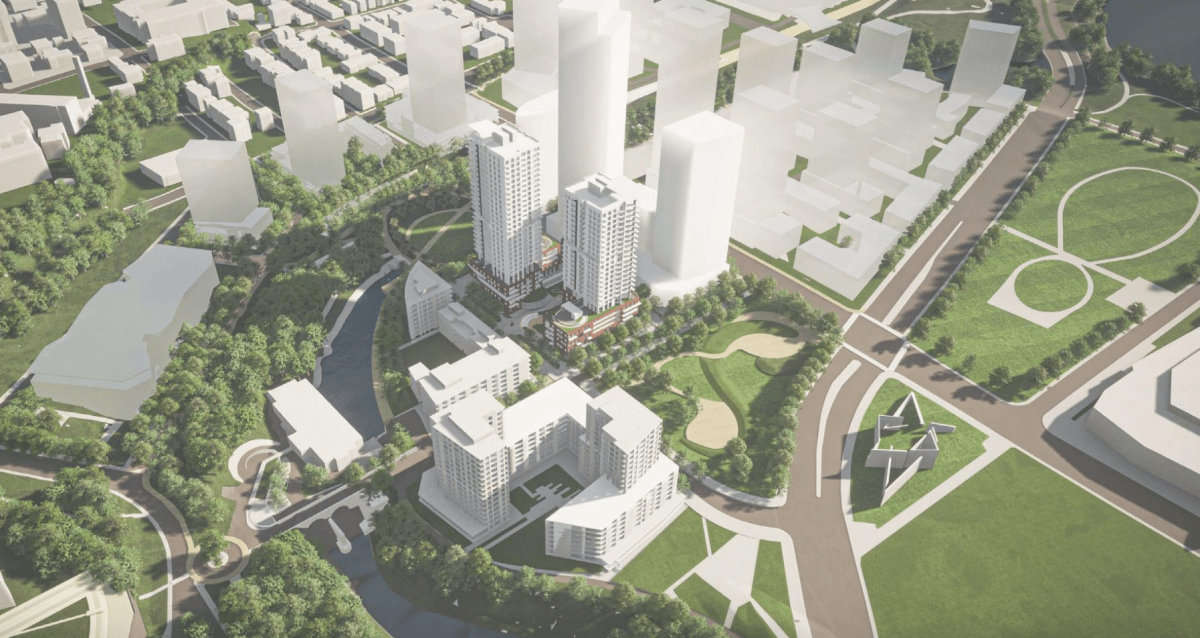 Claridge Homes received NCC approval for the two defined towers at the top of the rendering as part of its East Flats project.