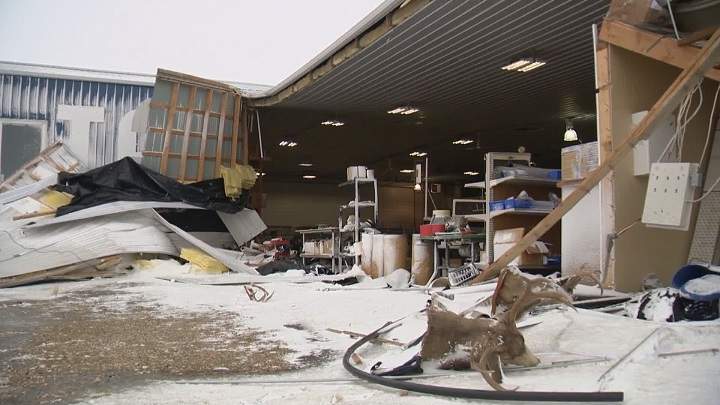 Alex Getzlaf’s Tarpco Manufacturing business in Milestone, Sask. following Wednesday night’s winter storm. 
