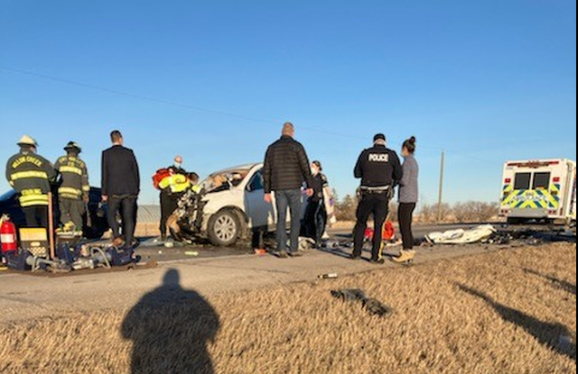 Three people were taken to hospital following a crash near Granum, Alta. on Jan. 9, 2020. 