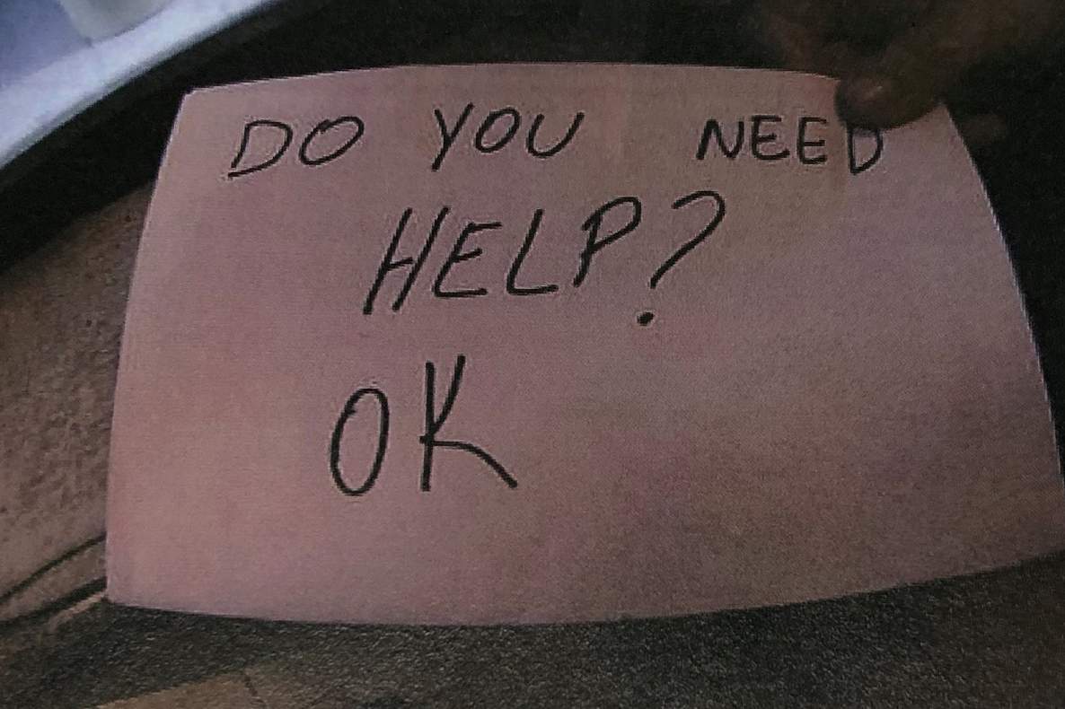 Flavaine Carvalho used this note to communicate with a boy in an abusive situation, police say.