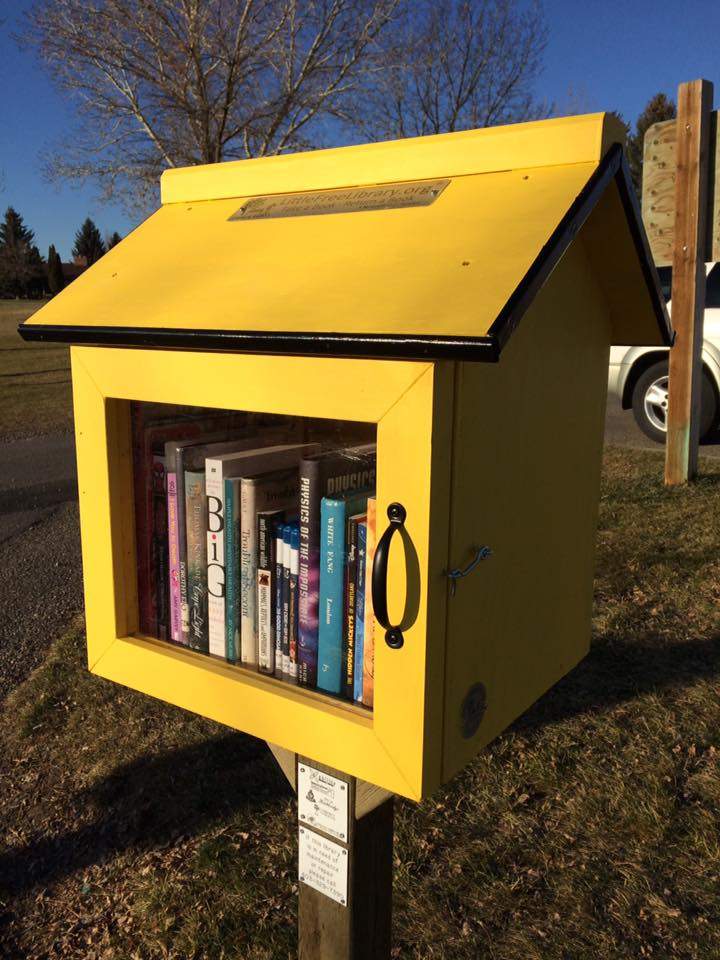 A photo of a little library at Nicholas Sheran Park