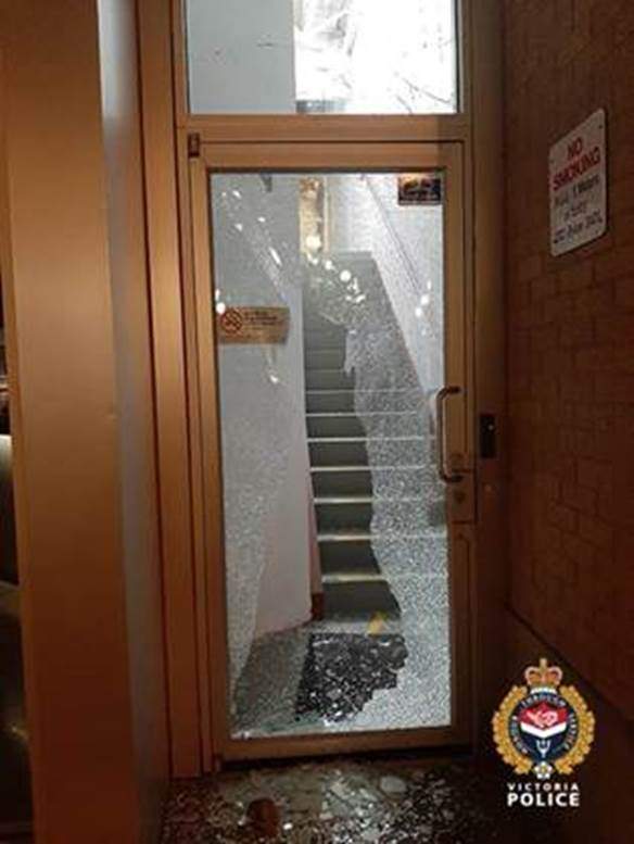 A photo of one of the damaged businesses. Courtesy: Victoria police.