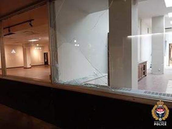 A photo of one of the damaged businesses. Courtesy: Victoria police.