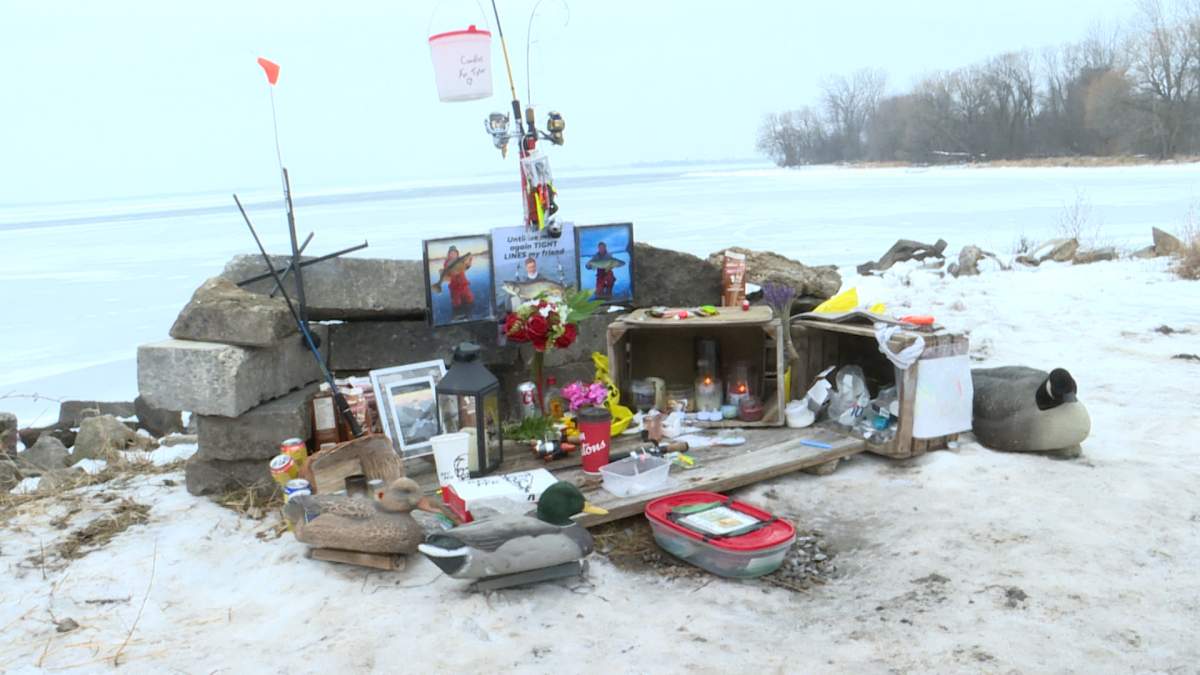 A memorial for Tyler Bllance at the foot of Point Anne Rd., Belleville