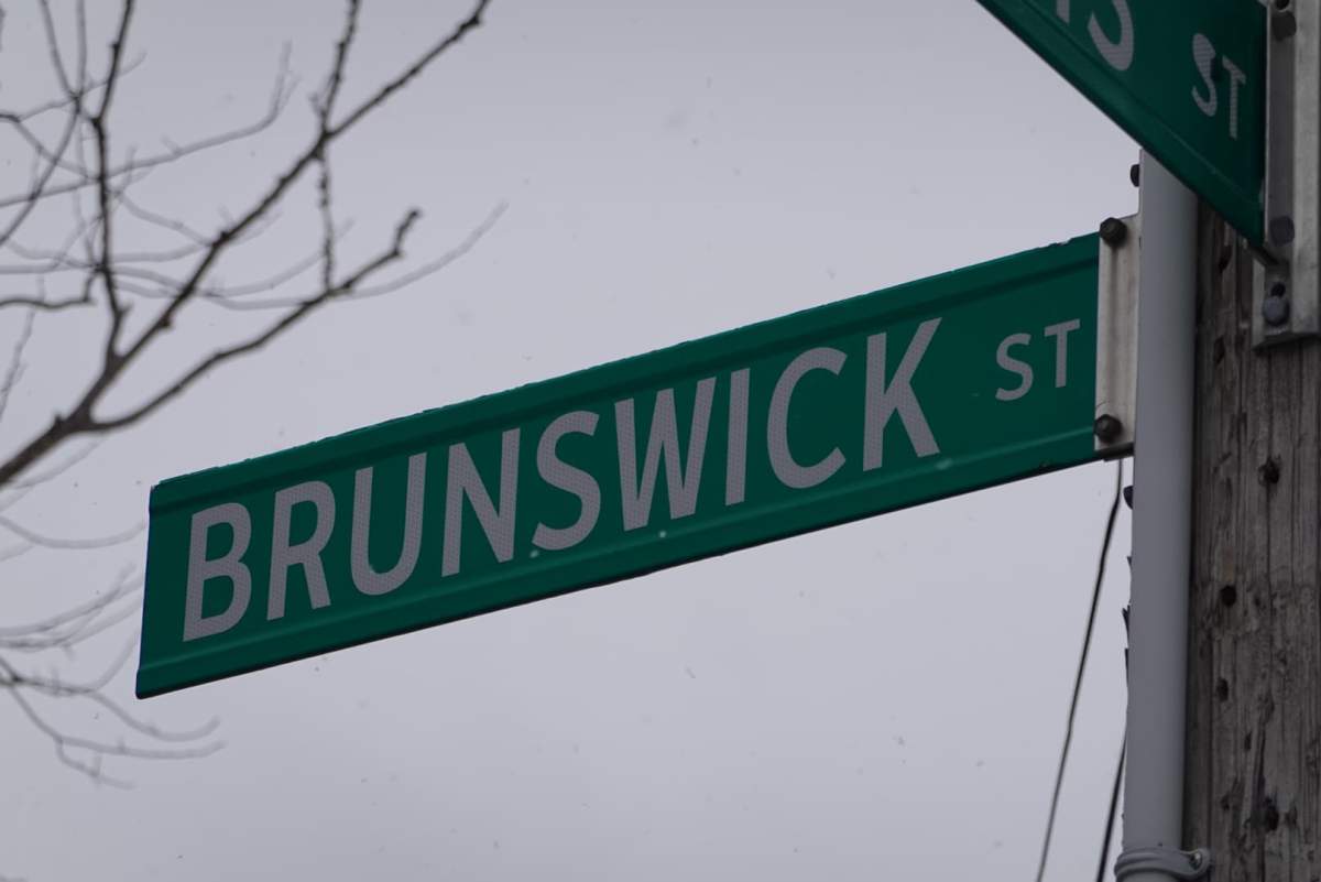 File Photo - A sign marking Brunswick Street in Halifax, N.S., on Feb. 20, 2021.