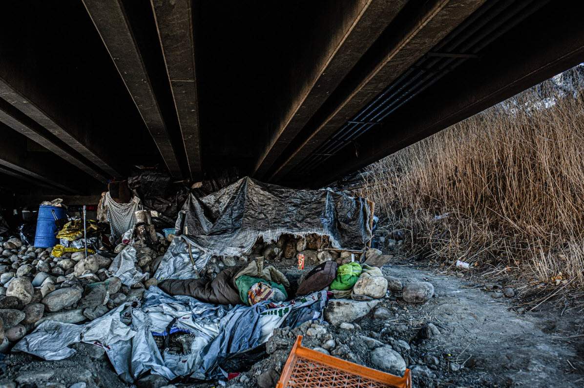Encampment found under overpass. (COURTESY: Alex Ramadan)