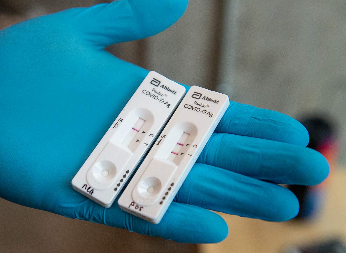 An Abbott Laboratories Panbio COVID-19 Rapid Test device is displayed. The tests are now rolling out to 17 long-term care homes in Ottawa. 