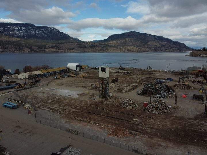 An aerial view of the Kelowna Tolko site.