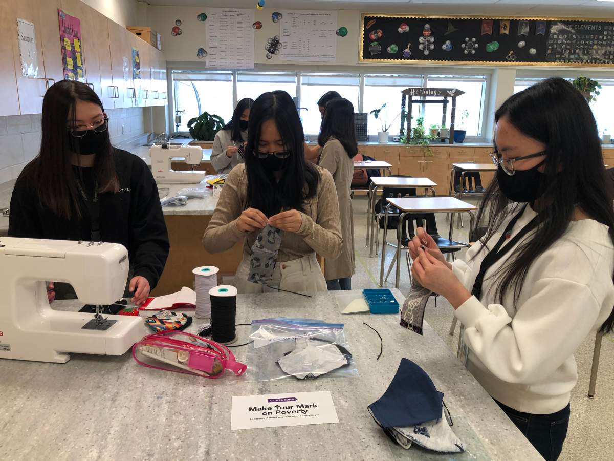 Holy Trinity Students creating masks