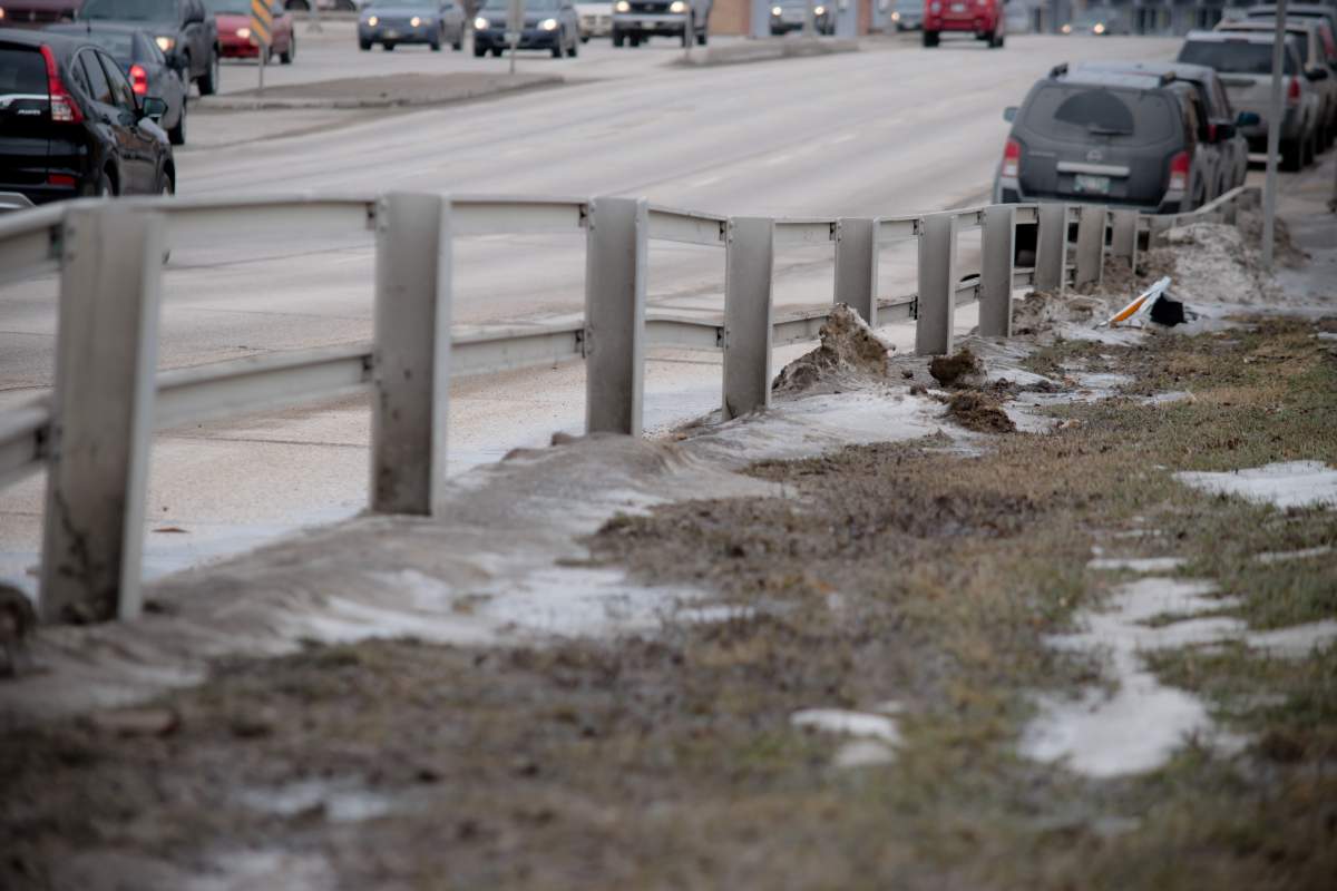 Thawing snow in Winnipeg.
