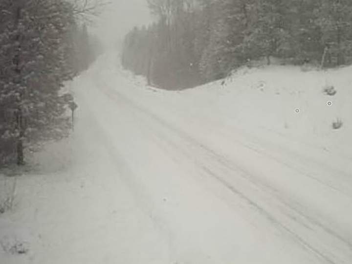 Road conditions along Highway 33 east of Kelowna on Thursday, Feb. 18, 2021.