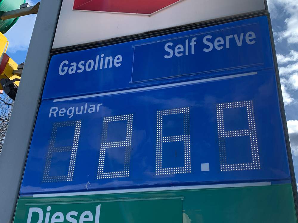The price of gas rose from $1.179 a litre earlier in the week to $1.269, with nearly all Kelowna stations in financial lockstep on Friday.