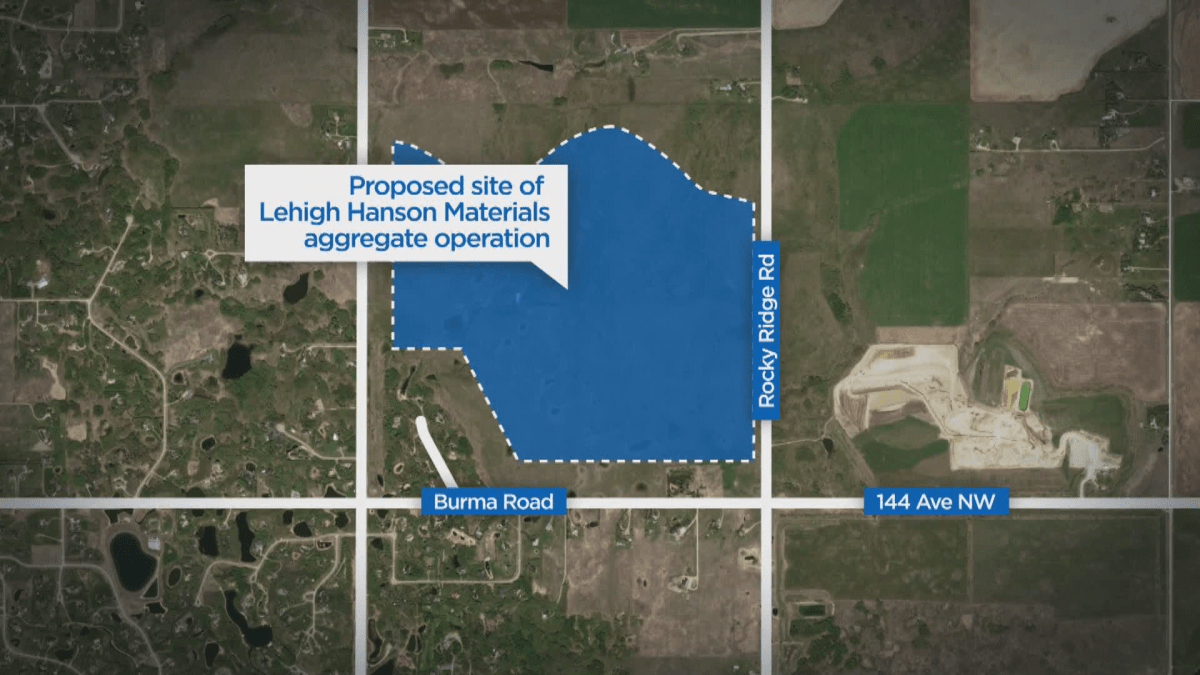 The location of the proposed gravel pit in Bearspaw, Alta.