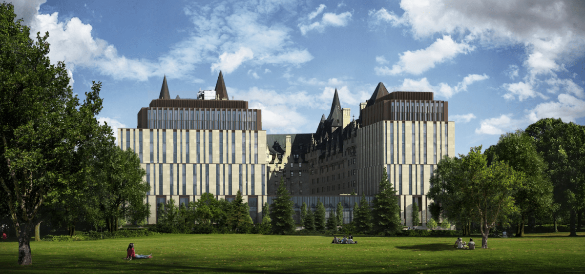A view of the proposed Château Laurier addition from Major’s Hill Park.