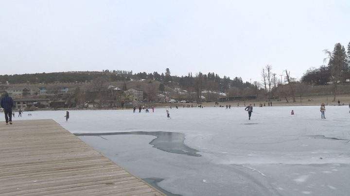 A man was rescued by some good Samaritans after he fell through the ice on Kalamalka Lake on Sunday.