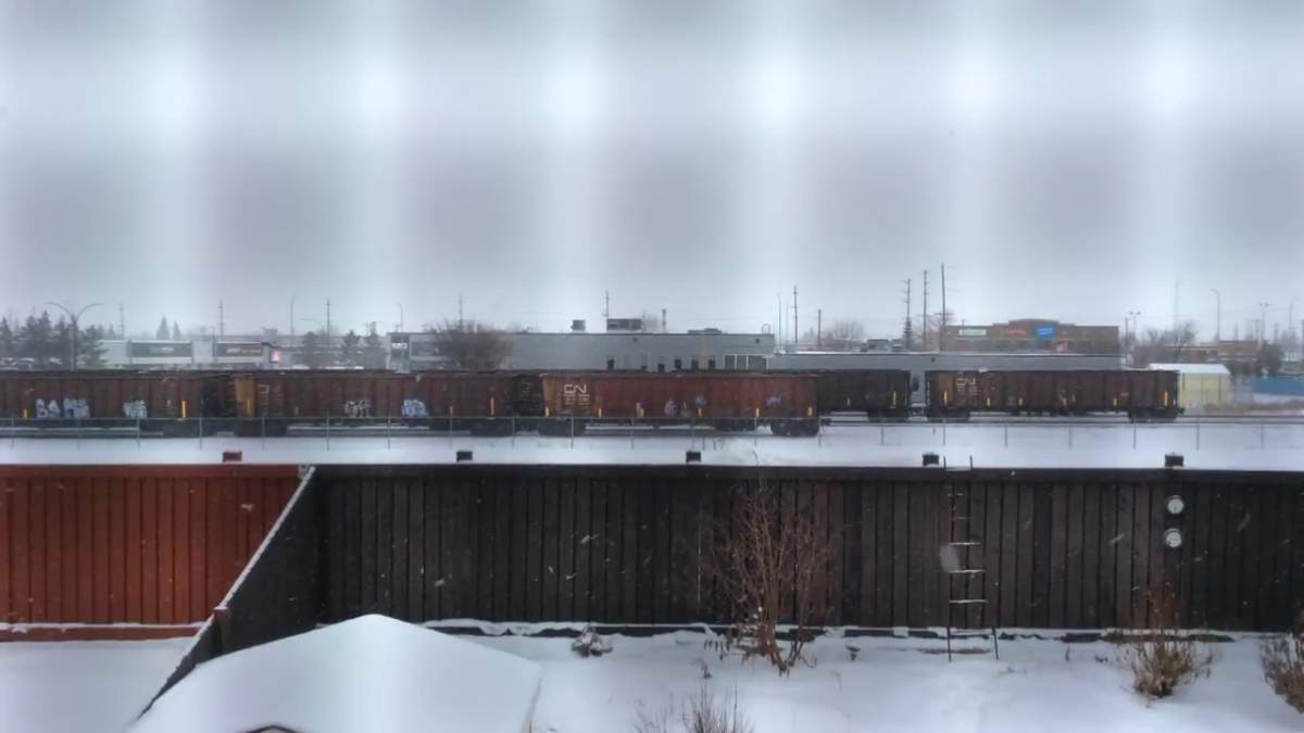 Train cars in the CN Rail Dunvegan Yard in Edmonton, Alta. on Friday, Feb. 5, 2021.