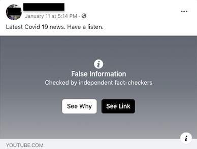 Misinformation about the COVID-19 vaccine on the Facebook page of a Toronto elementary school teacher.