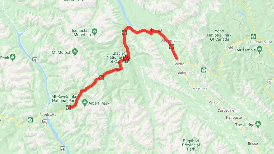 DriveBC says a vehicle incident in Glacier National Park has resulted in a 127-kilometre closure between Revelstoke and Golden.