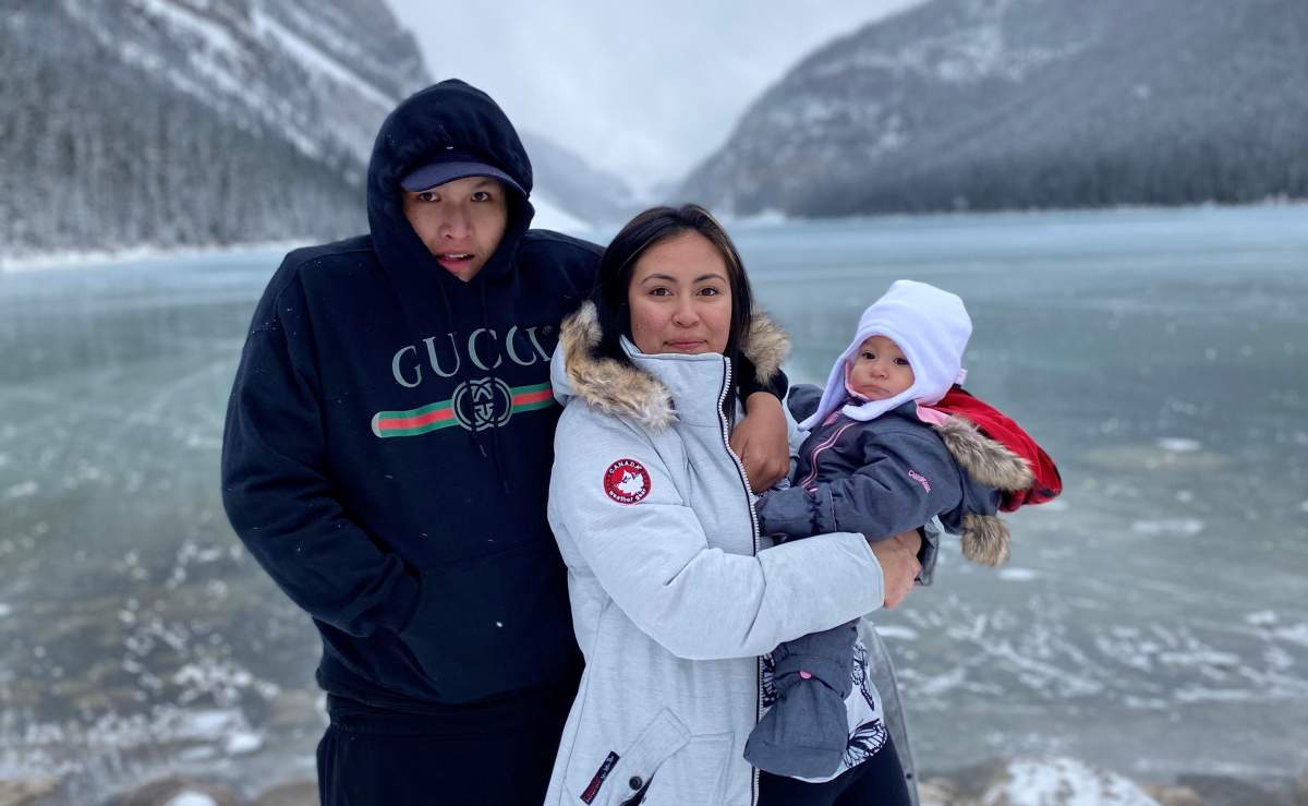 Aliyah Ramirez-Bernard, her daughter Ember and her boyfriend Blade Crow.