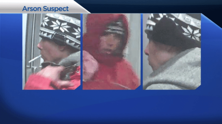 Police released images of a suspect after officers say fires were set along College Street early Sunday.
