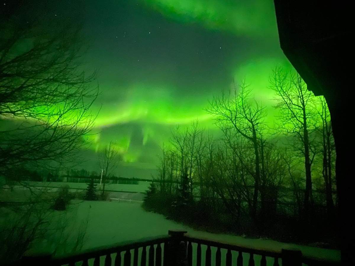 A shot of the northern lights taken in Barrhead, Alta., on Feb. 6, 2021. 