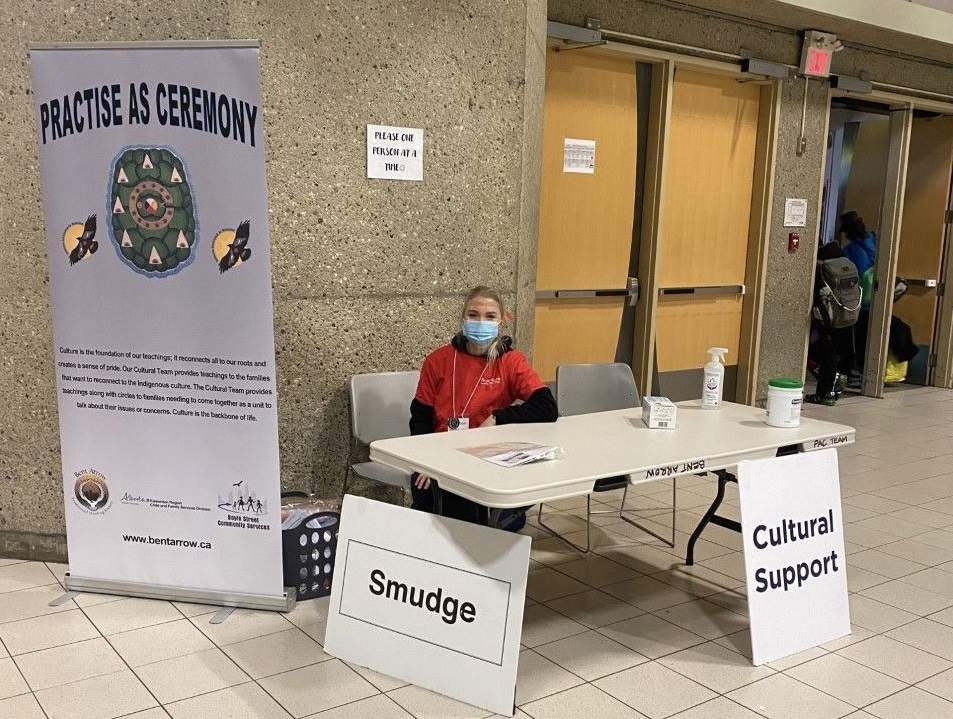 The Bent Arrow Traditional Healing Society set up at the Edmonton Convention Centre.