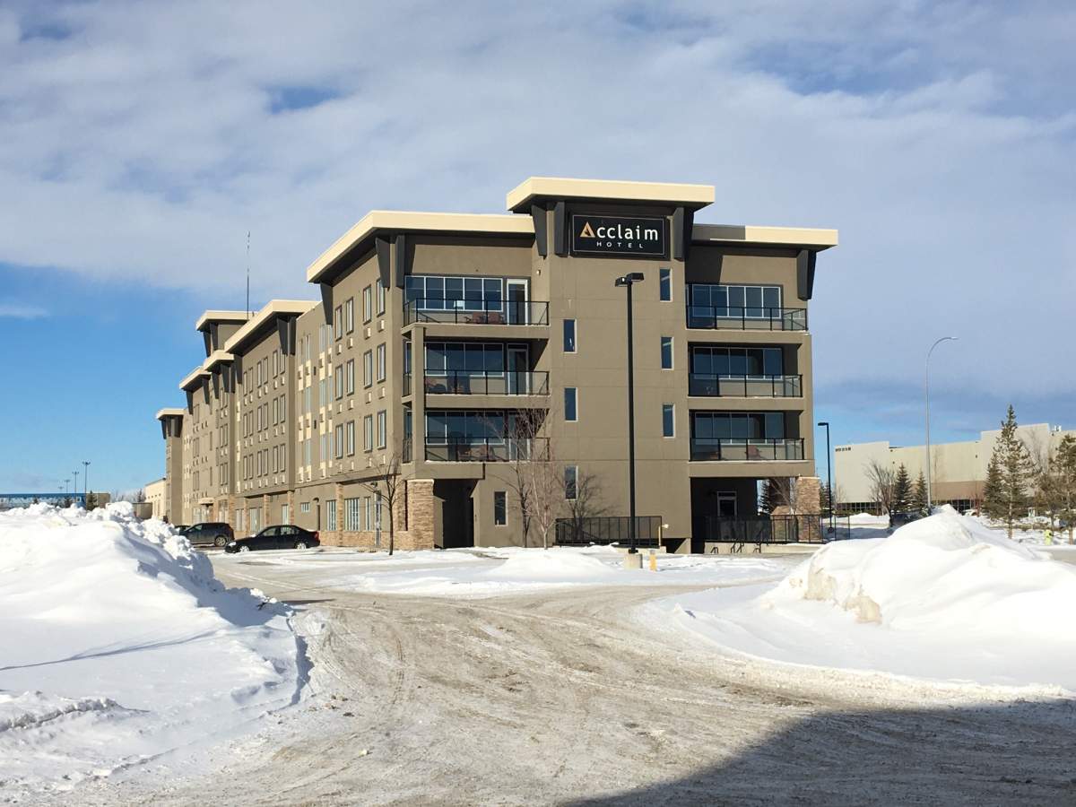 Calgary's Acclaim Hotel is one of the government-authorized COVID-19 quarantine sites. Pictured Friday, Feb. 19, 2021.