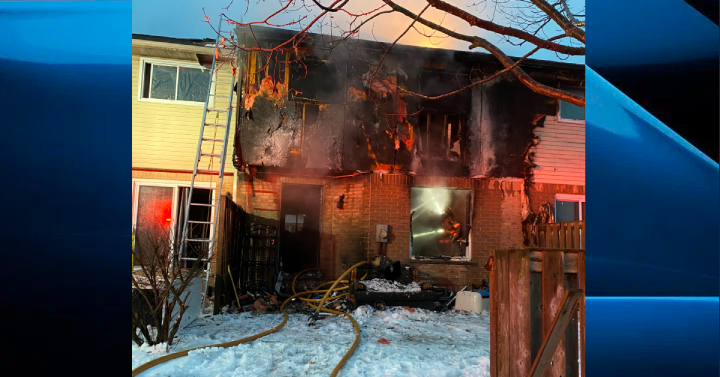 Platoon chief Kirk Loveland says damage is pegged at $400,000 following a fire at a townhouse in east London.