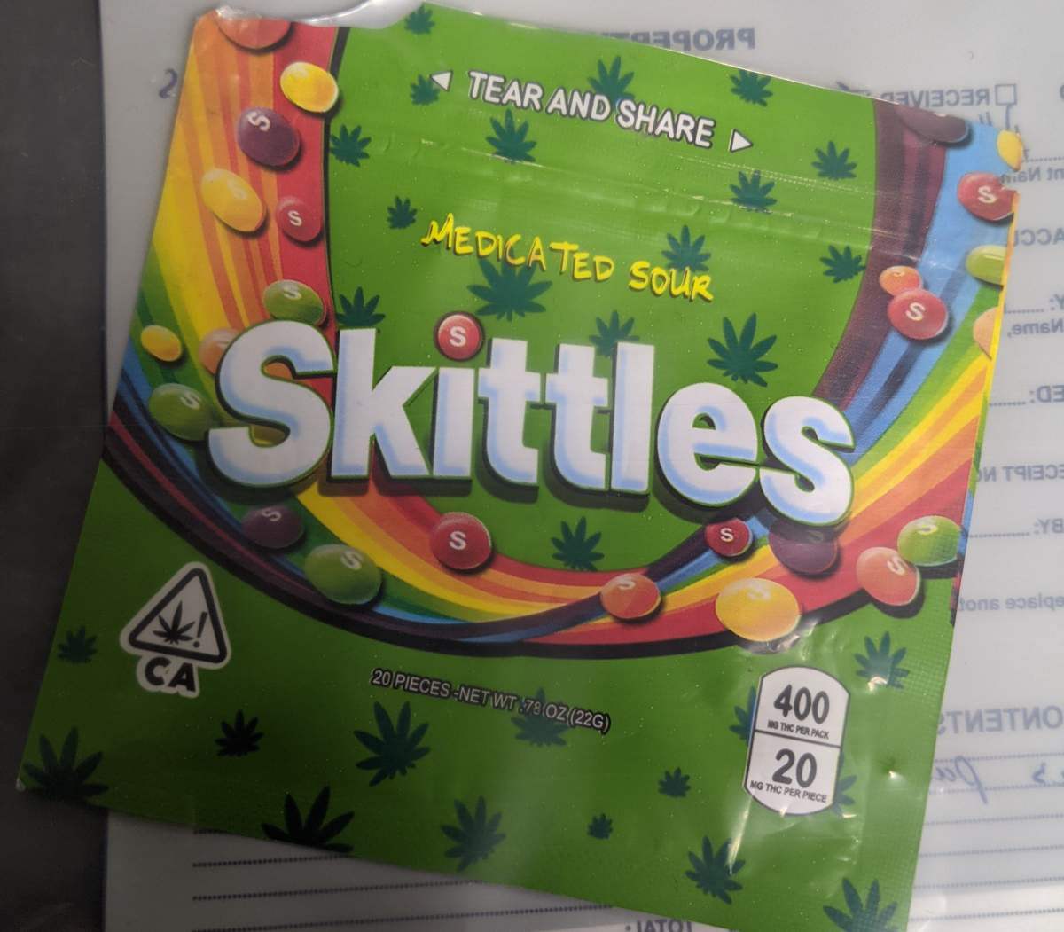 OPP say a 3-year-old ate a large amount of cannabis candy made to look like Skittles. The child was rushed to hospital in life-threatening condition.