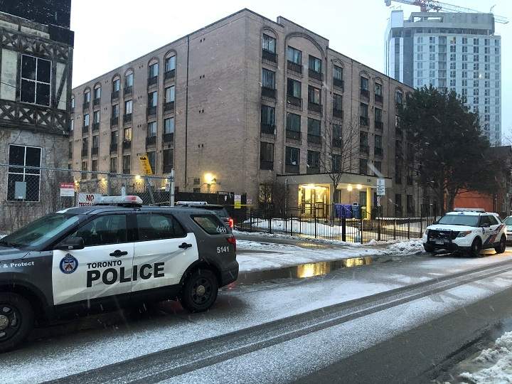 Police on scene near George and Dundas streets in Toronto.