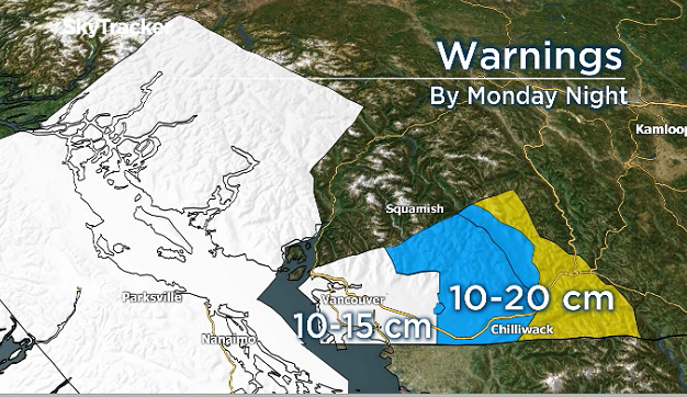 Warnings expanded as second round of snow hits B.C.’s South Coast - image