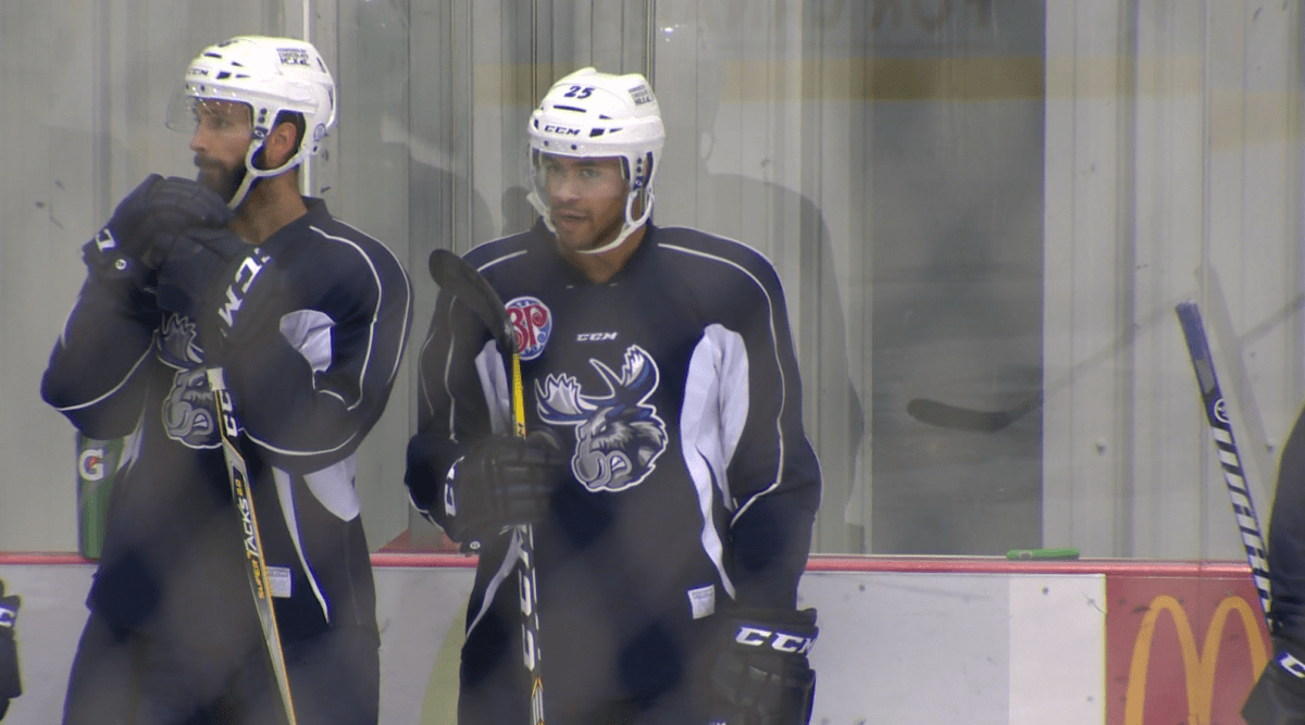 C.J. Suess practising with the Manitoba Moose at the Bell MTS Iceplex.