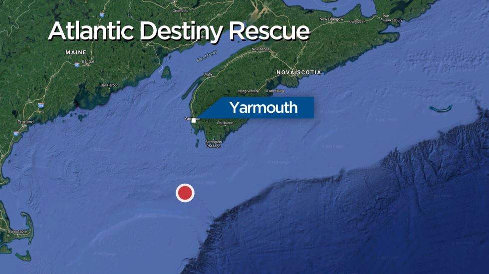 The ship lost power about 120 nautical miles south of Yarmouth, N.S.