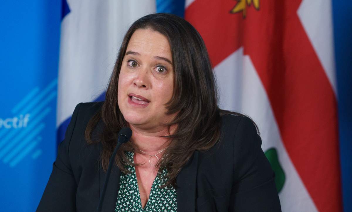 Montreal Public Health Director Dr. Mylene Drouin gives an update on the Coronavirus situation in the city during a news conference in Montreal, on Wednesday, February 24, 2021. 