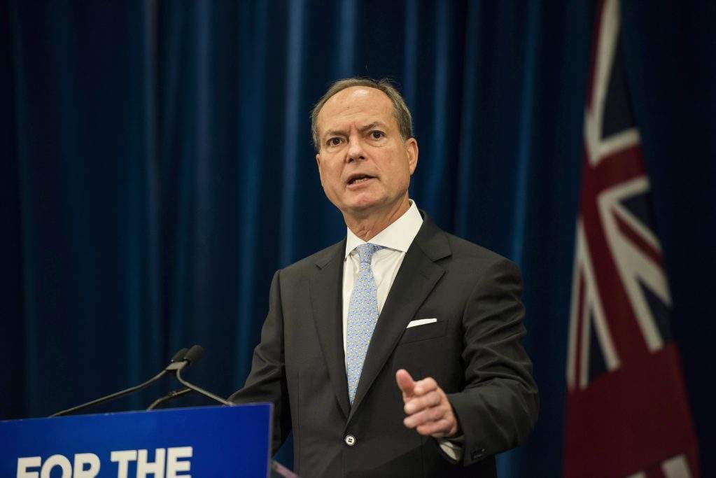 Ontario Finance Minister Peter Bethlenfalvy, then President of the Treasury Board, speaks to media at Queen's Park in Toronto on Tuesday, Sept. 25, 2018.