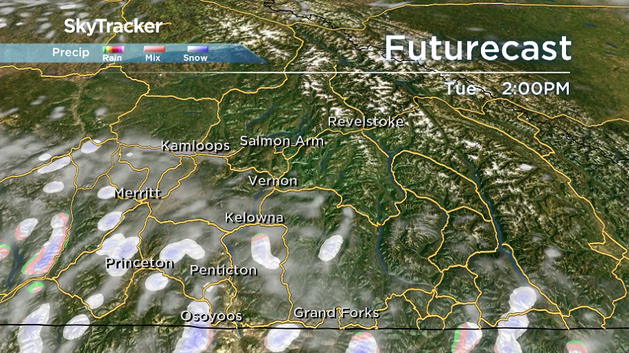 Clouds roll into the Okanagan during the day on Tuesday.