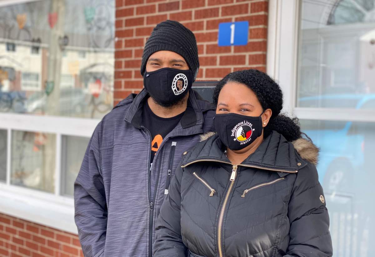 Deidra Williams and Sinclair Paynter stand in front of their Albro Lake Co-op unit in Dartmouth N.S. 