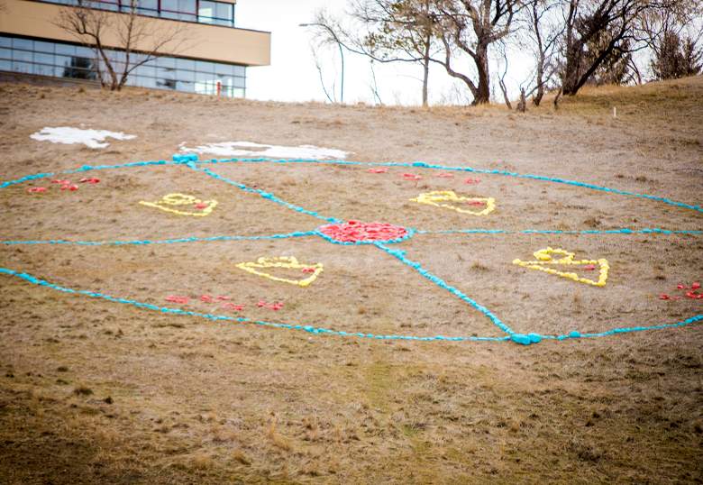 An Indigenous art piece on the hill below the Dhillon School of Business. Created by Sarah Russell (BA ’19).