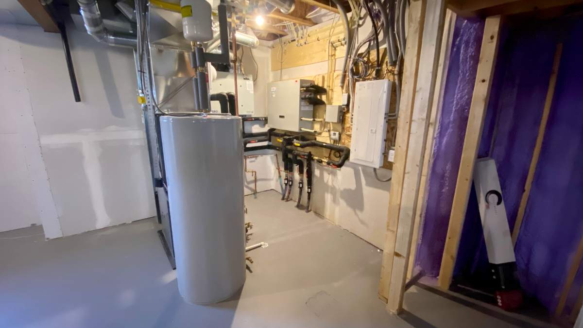 A geoexchange geothermal energy system inside of a show home in Edmonton’s Blatchford neighbourhood on Friday, March 12, 2021.