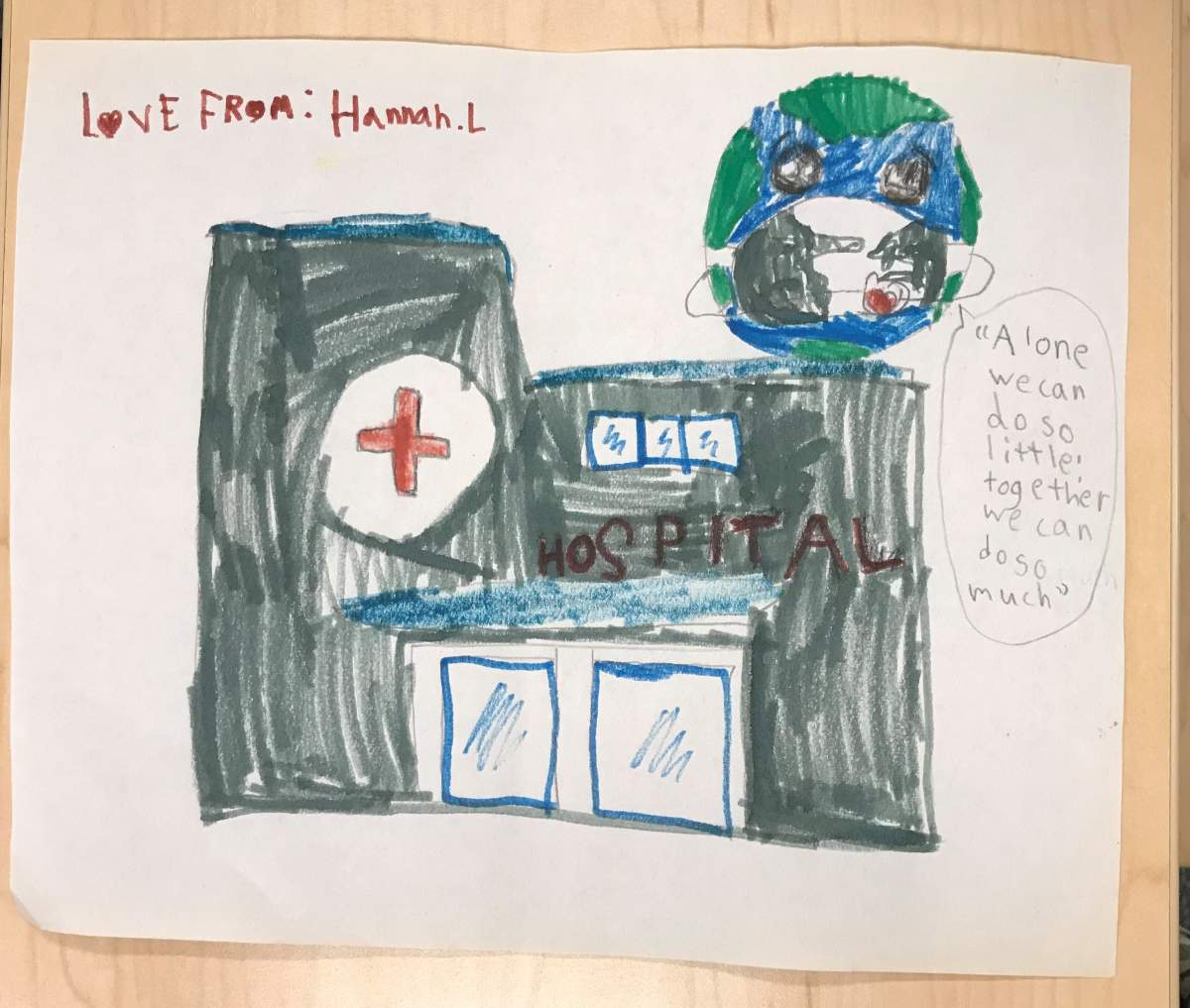 Drawings like this one have helped keep up nurses’ morale during this difficult time.